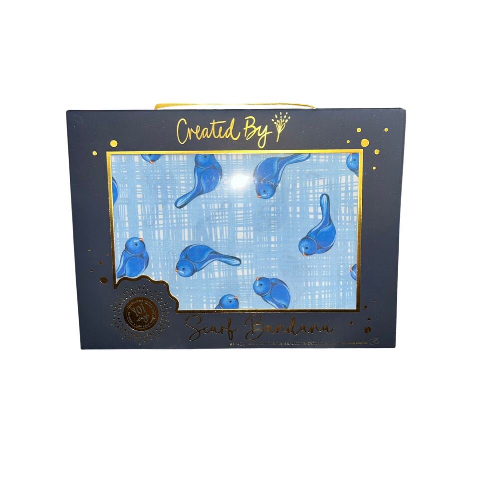 Nora Fleming Bluebird of Happiness Blue Bird Scarf Bandana 100% Cotton 26x26 NEW
